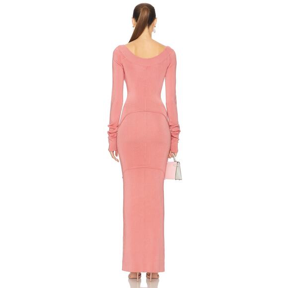 Helsa Scarlet Maxi Knit Dress Long Sleeve Minimalist Quiet Luxury Rose Pink XS - Picture 3 of 12